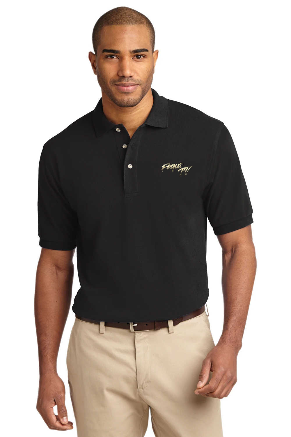 FOQUS TV Men's Black Polo